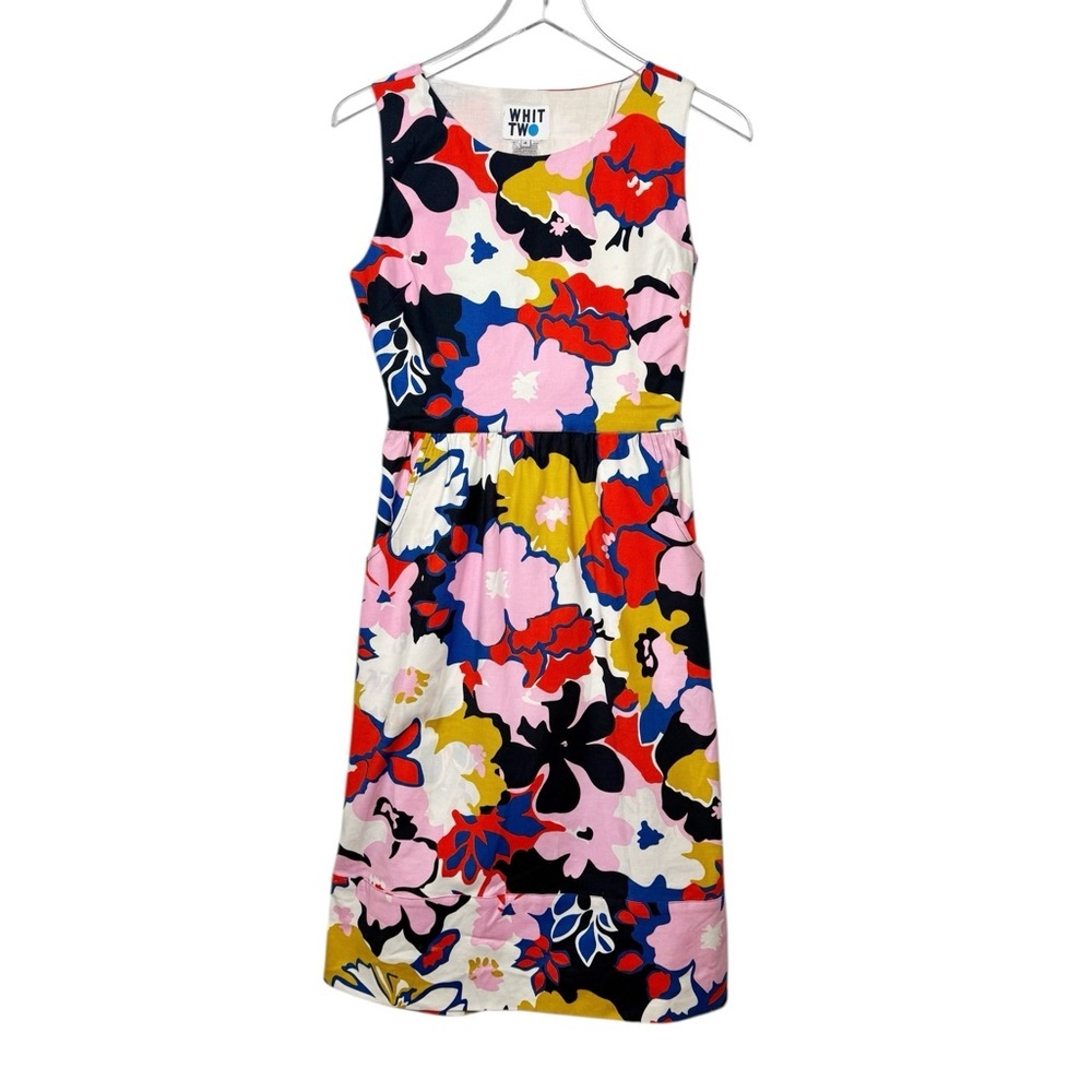 Anthropologie Whit Two Petal Print Open Back Floral Women’s Shift Dress Sz 4 - Picture 2 of 16